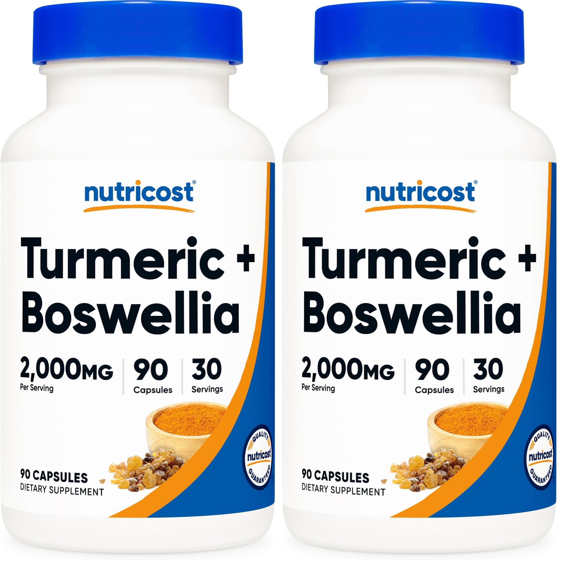 Nutricost Turmeric + Boswellia Supplement (2000mg) 90 Capsules, 30 Servings (Pack of 2) 90 Count (Pack of 2)