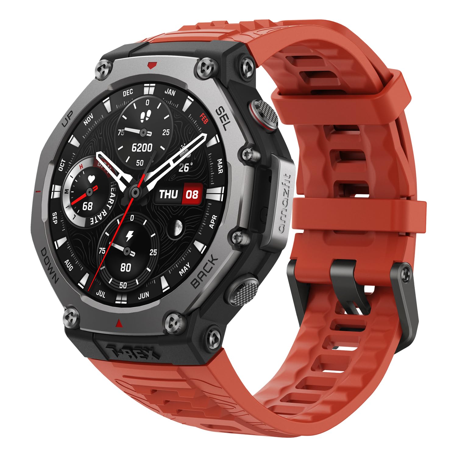 amazfit T-Rex 3 オレンジ アウトドア キャンプ Amazfit T-Rex 3 48mm スマートウォッチ 登山 アウトドア GPS 6衛星
