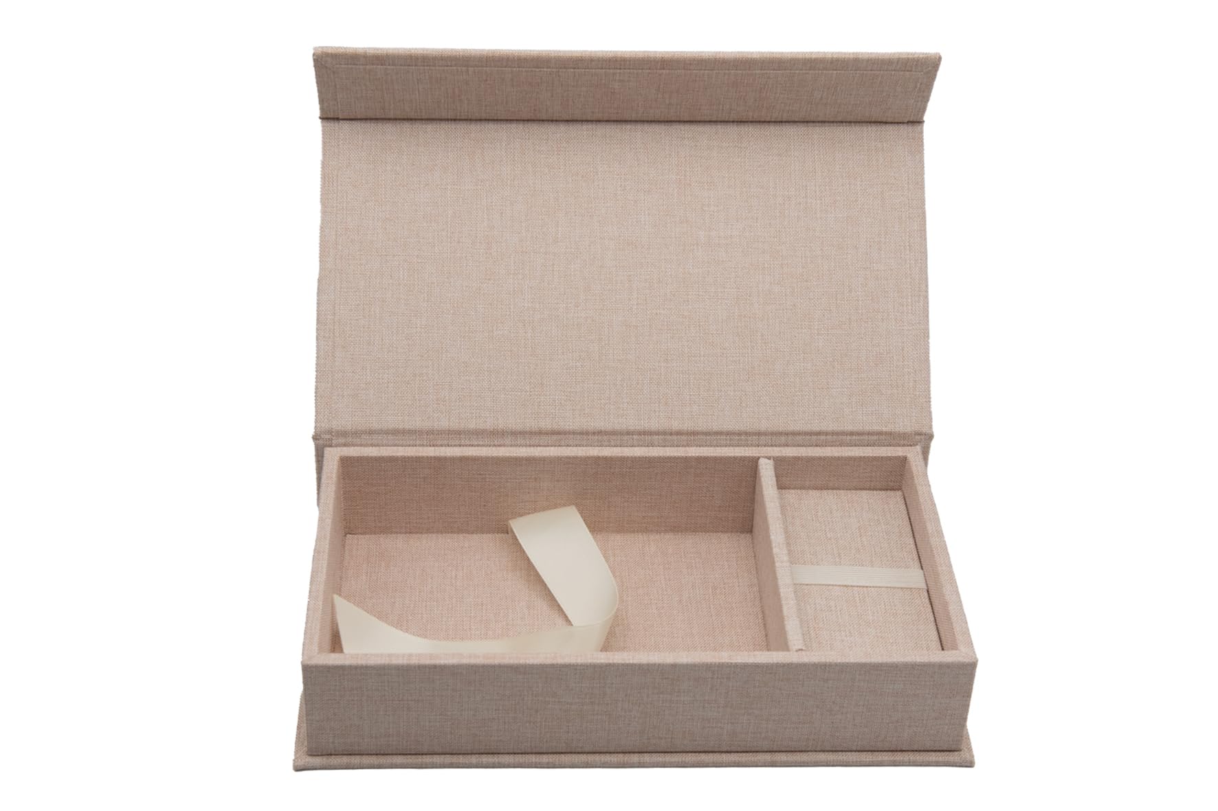 Erinnerungsbox mit USB Slot. Geschenkbox für USB-Sticks und Fotoabzüge 13x18cm, Aufbewahrungsbox Hochzeitsbox, Fotobox, Fotogeschenk, 26x15 cm (Beige)