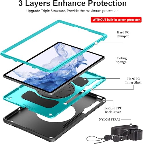 Vista 100 de Funda para Galaxy Tab S10 Ultra/S9 Ultra/S8 Ultra 14.6 INCH: Funda protectora de TPU para Samsung Tablet S9 Ultra/S8 Ultra 14.6" con soporte - Asa