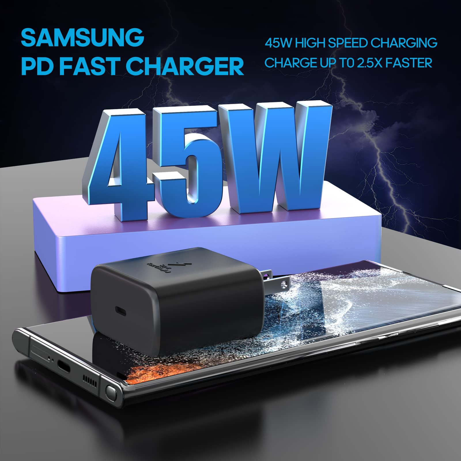 Generico Caricabatterie Universale Da 45W Con 2 Porte (USB-C PD) - Super Fast Charger Per Smartphone, Tablet, IPhone, IPad E Laptop