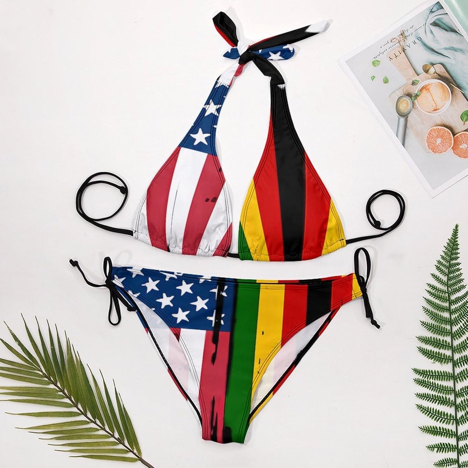 U.S. and Zimbabwe Flag Novelty Women's 2 Piece String Bikini Set Swimsuits Bathing Suit Swimwear