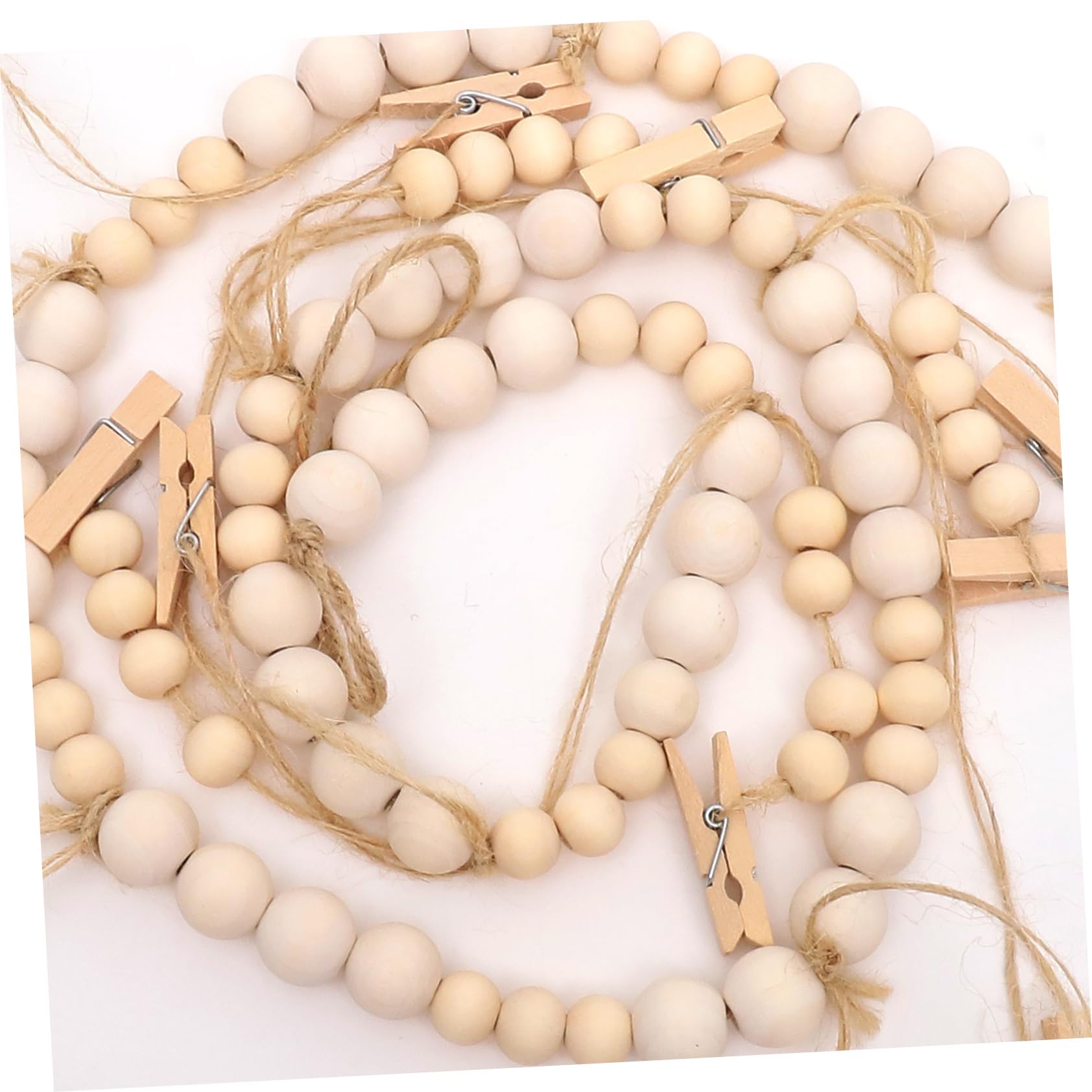 DECHOUS 5stücke Wall Hanging Wooden Bead Garland Mit Clips Für Dekorative Fotoaufhängung Für Kinderzimmer Und Lange Holzperlen-fotohalterung