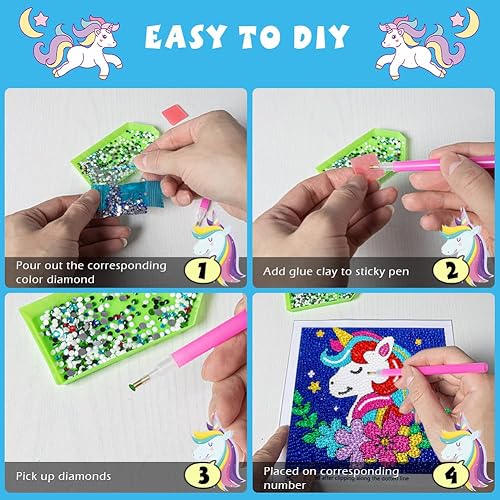 Miniatura 9 de Labeol Kit de diamantes 5D para niños con marco de madera, arte y manualidades para niños de 6 a 8 años a 10 a 12 años, kit de pintura por números,