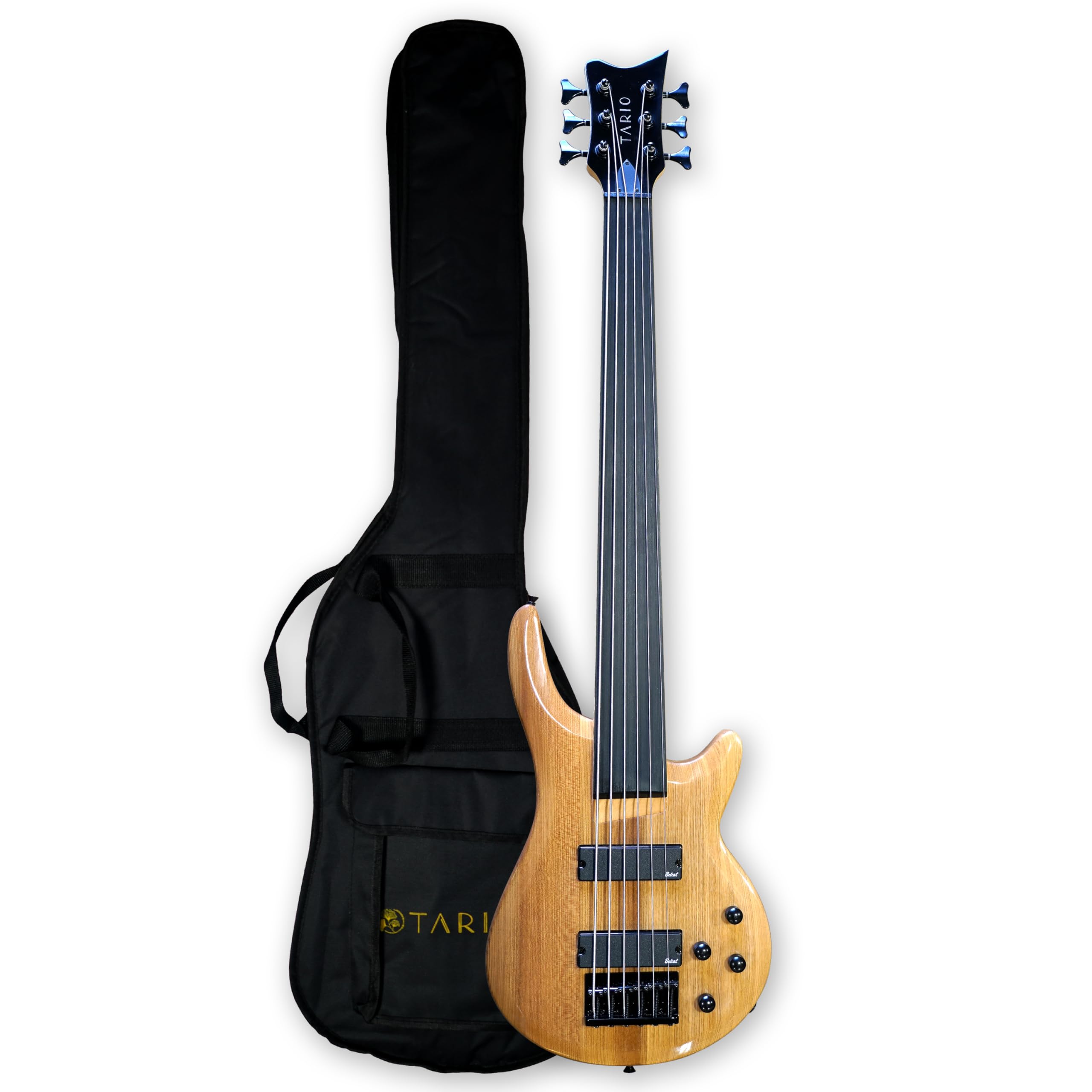 TARIO Fretless 6 String Electric Bass Bolt_On Maple Neck,basswood Body