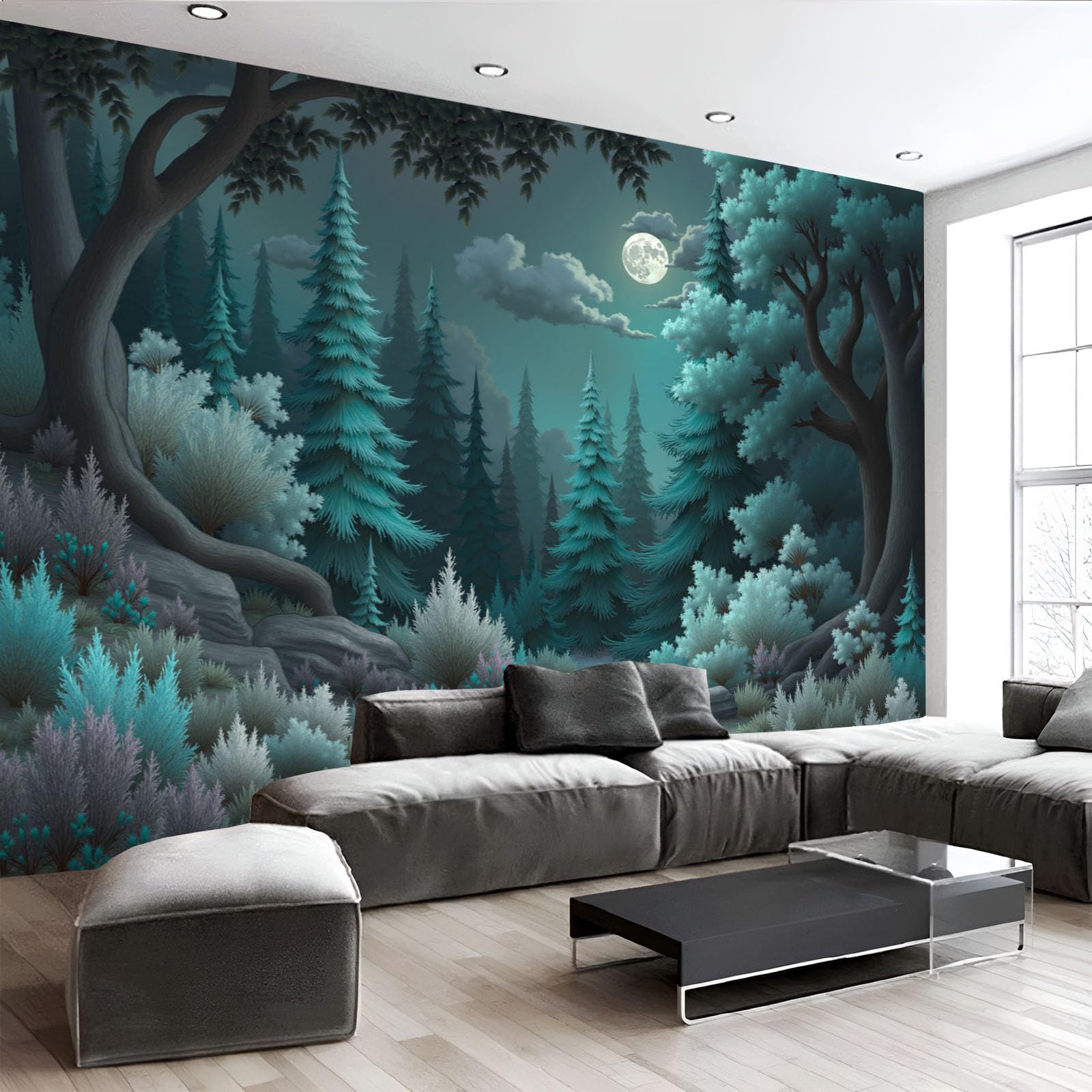 Papier peint panoramique résout mur vide forêt fantastique salon