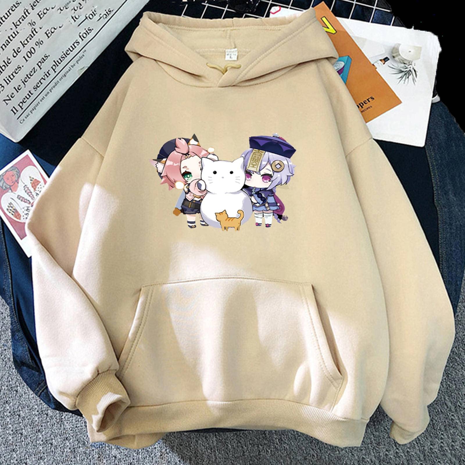 Sweat à Capuche Anime Cool Impact Print Pullover à Capuche Pour Hommes à Manches Longues Vêtements Femmes Décontracté Ample Tops Surdimensionnés