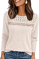 Camisa feminina de renda manga longa outono moda túnica casual suéter malha roupas modernas trabalho roupas fofas
