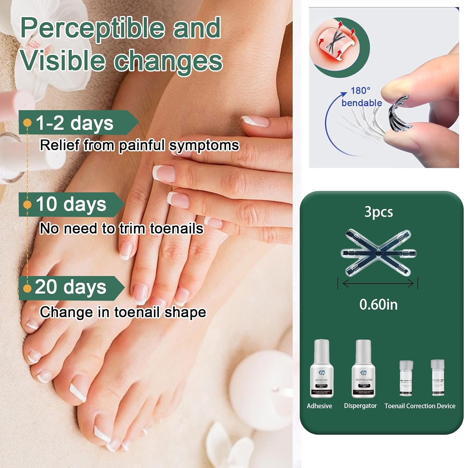Titanium Alloy Ingrown Toenail Corrector, Nail Tools, and Ingrown Toenail Removal Kit Specially Designed for Curved Nail Repair and Ingrown Toenail treatment. (0.6in)
