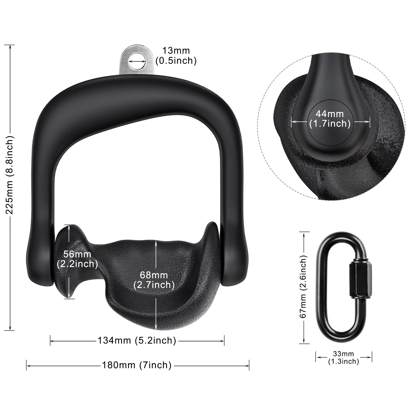 BeneLabel Gym Poignée, 2pcs Poignées de Résistance Poignée Tirage Musculation Accessoire pour Bande d'entraînement Système Poulie/Pilate/Yoga/Exercice Tricep Croisé/d'équipement Force 2 Mousqueton