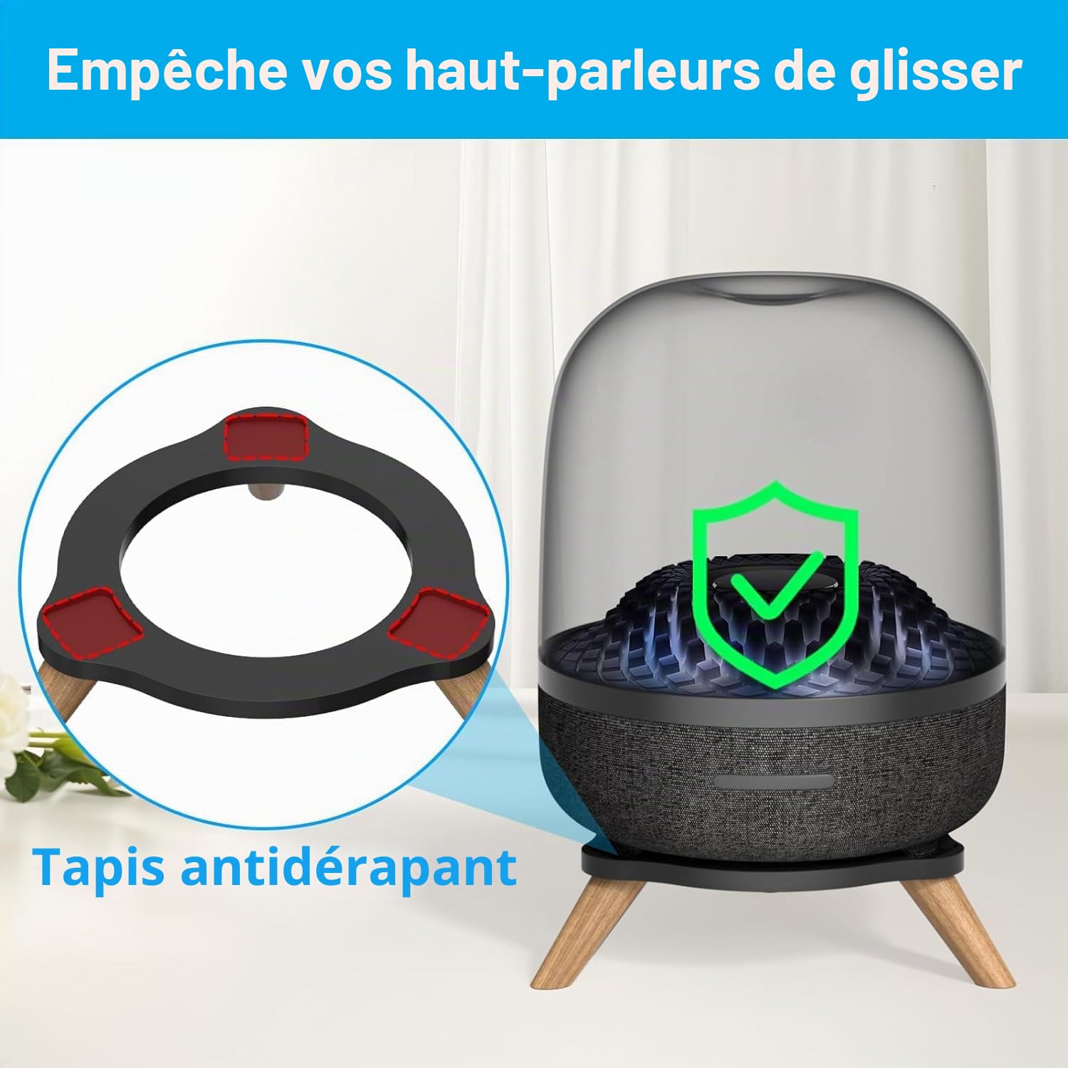 Acrylic Table Speaker Holder Suitable for Harman Kardon Aura Studio 3, Aura Studio 4, SoundSticks 4 Bluetooth Speakers (Black, JJ-9300-B-0) 1-PCS