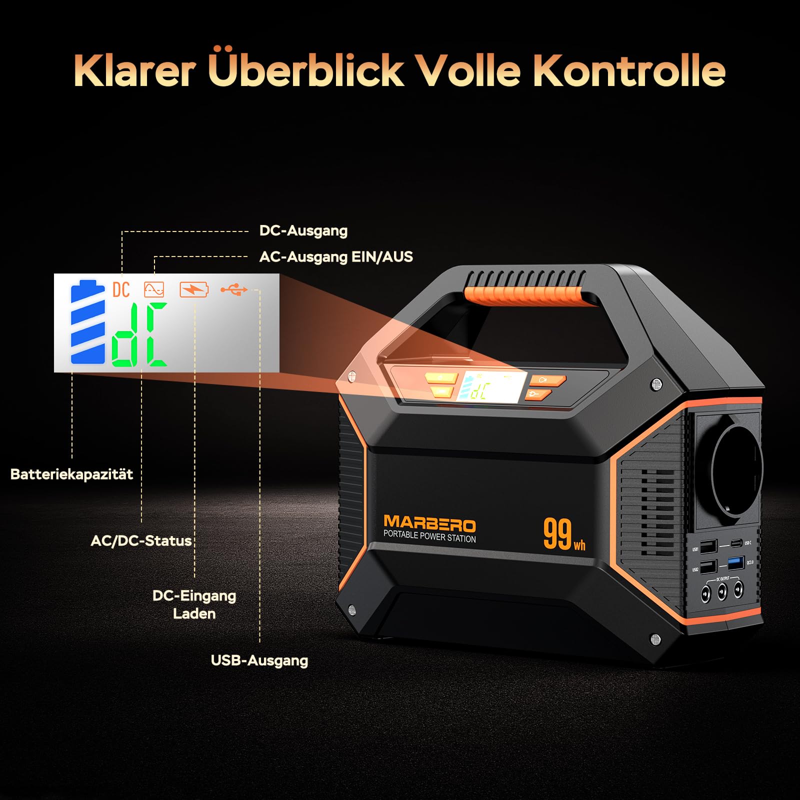 MARBERO Station Électrique Portable 27.000mAh avec Panneau Solaire Pliable 30W et Sac de Transport, Power Bank avec Prise AC 150W (Pic), Générateur Solaire avec Panneau Inclus pour Camping
