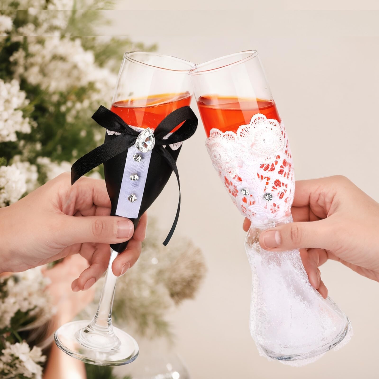 Juego de copas de vino de boda for novios, copas de tostado vintage en blanco y negro for celebración de compromiso Vaso para bebidas
