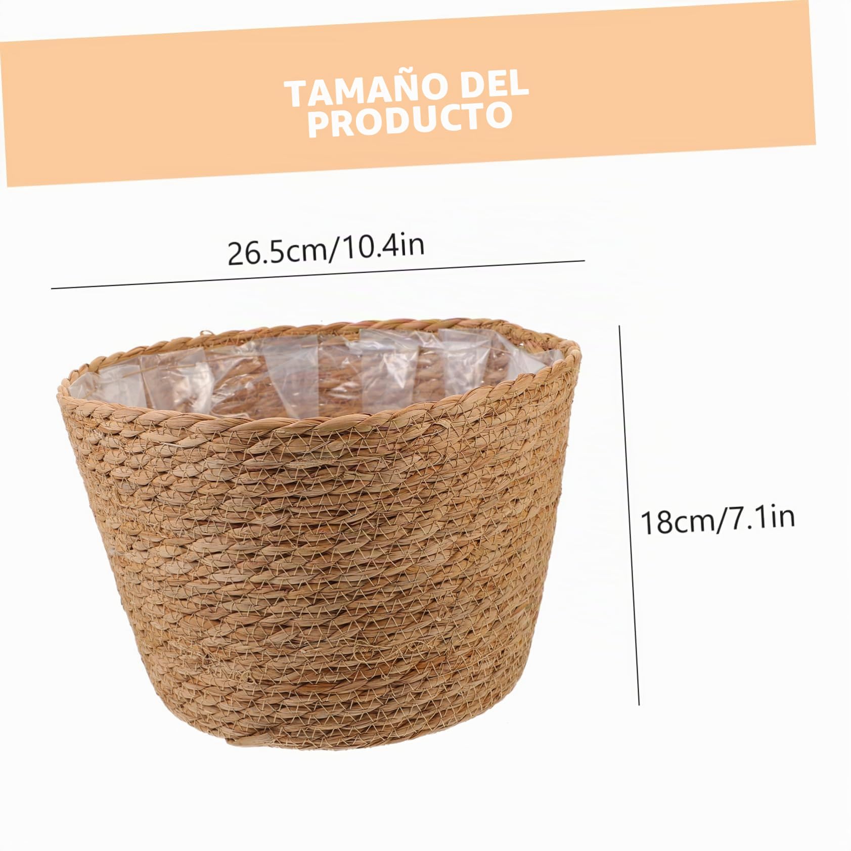 Happyyami 2 Macetas Tejidas de Paja para Plantas de Interior, Cestas Ligeras y Multifuncionales Diseño Clásico para Decoración en Floristerías y Hoteles