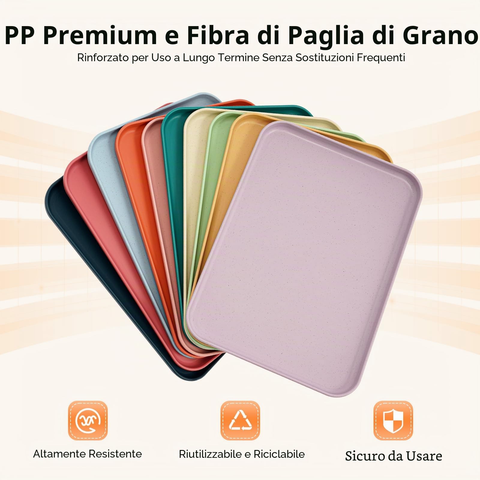 MINRS 20 vassoi rettangolari da portata per fast food, 31 x 22 cm, in plastica, riutilizzabili, per ristoranti, caffetterie, cucina (10 colori)