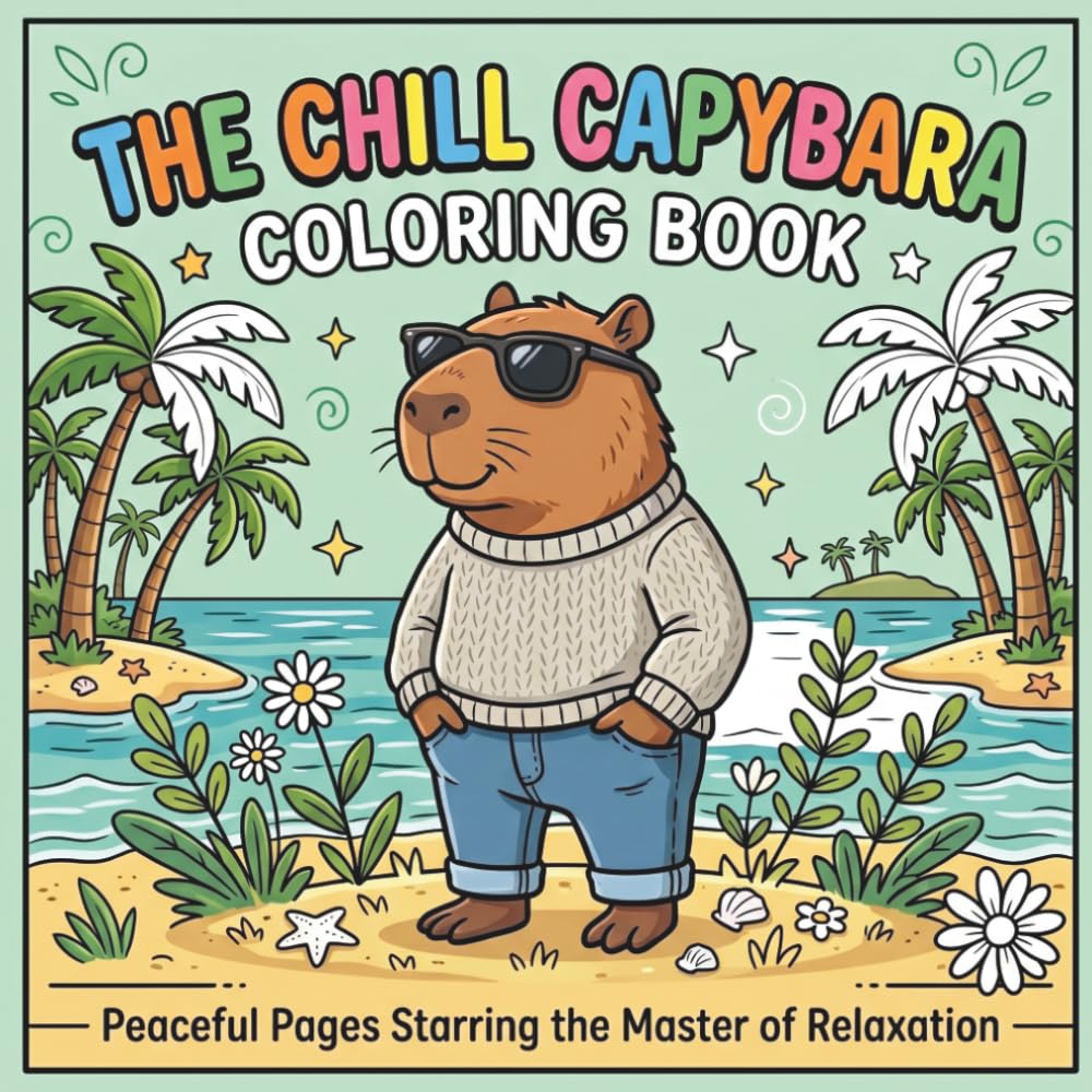 The Chill Capybara Coloring Book: Peaceful Pages Starring the Master of Relaxation – Simple, Fun Art to