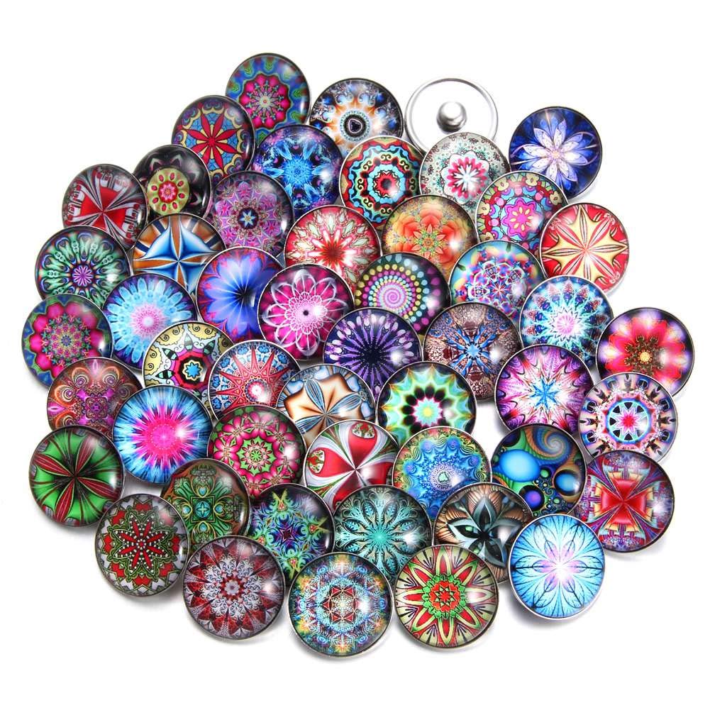 20 PCS Interchangeable Snap Jewelry Charms - 18mm Glass Buttons for Necklace and Bracelet