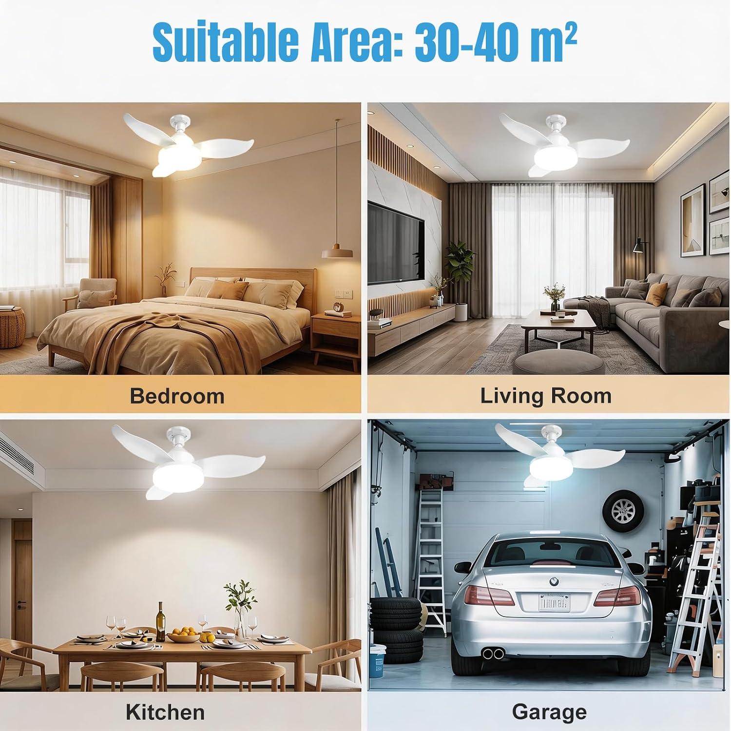 25" Socket Fan Light, Flower Shape 3000 Lumens Small Ceiling Fans with Lights and Remote, E26/E27 Light Bulb Fan with Reversible Motor, Dimmable 3000K-6500K for Bedroom Hallway Garage Kitchen