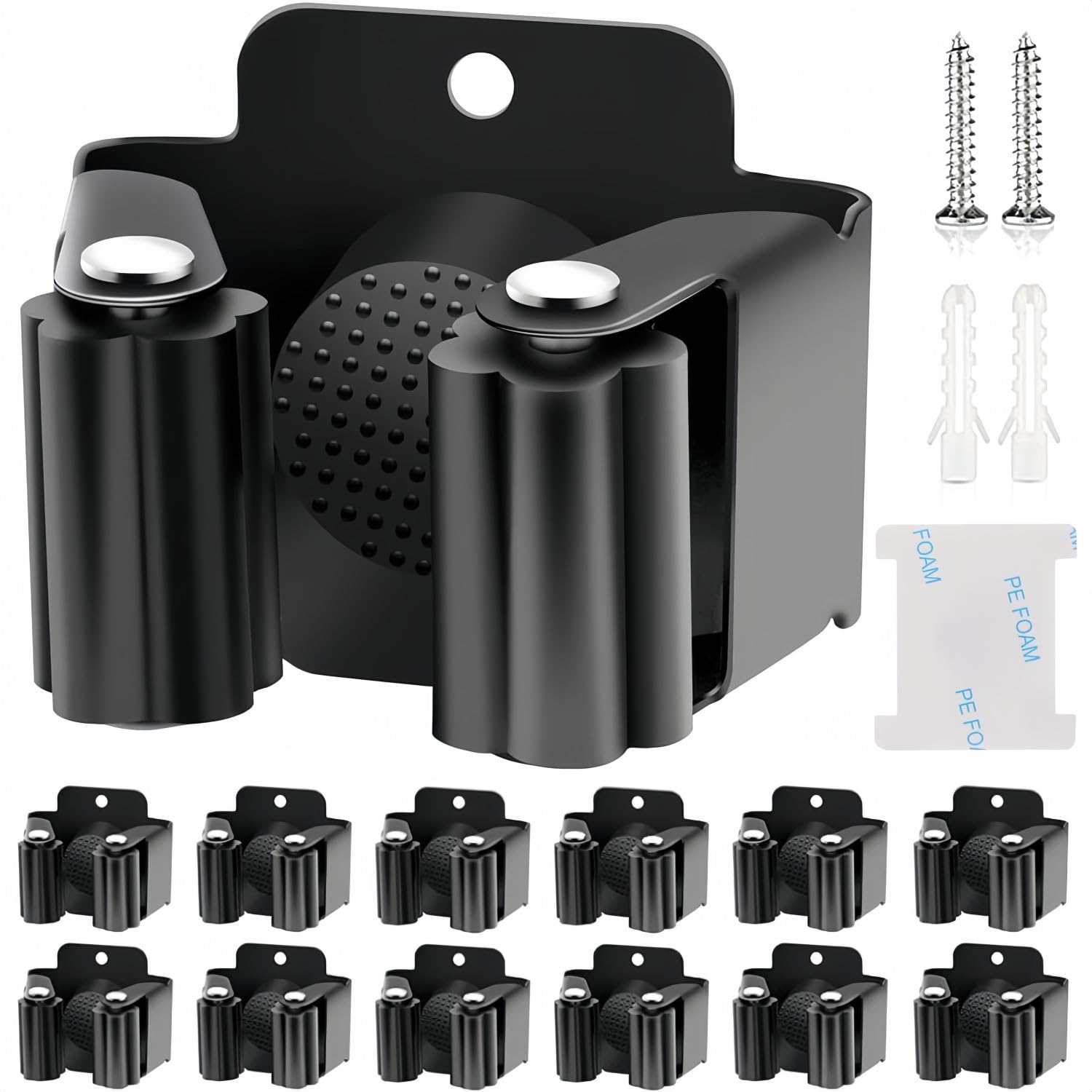 KAHEIGN 12-Piece Tool Holder Set, Broom Holder, Wall Garden Tool Holder, Broom Holder, Wall, Stainless Steel Wall Mount for Mop, Broom, Shovel, Garden Tools, Tool Holder Home Garden-image-32