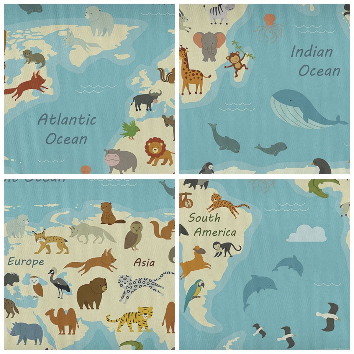 Cuadros Decoracion Salon Animales El Mundo Mapa Lienzos decorativos 120x80cm Cuadro Sobre Lienzo Moderno Dormitorio Cocina Cuadros Pared Imágenes Wall Art Prints Decor Canvas Grande XXL AA120x80-4860