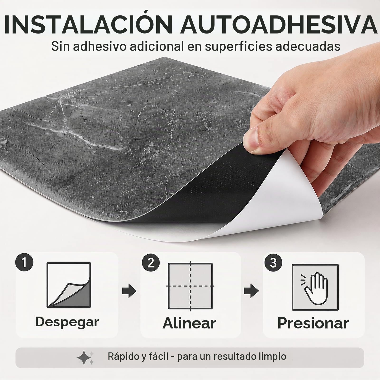 CYEER 40 baldosas autoadhesivas de PVC de 30 x 30 cm, color gris, para cocina, salón, baño (gris jaspeado)