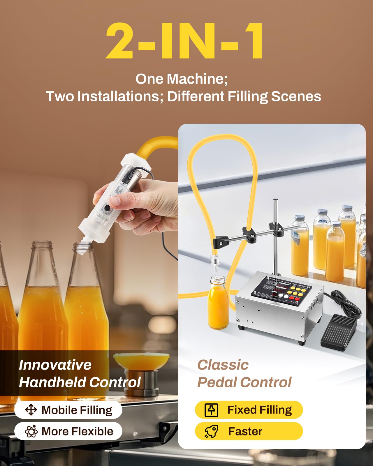 Moonshan Liquid Filling Machine 1-100 Fl Oz Bottle Filler Machine with Handheld Control Switch Intelligent Control Ports Diaphragm Pump Digital Control for Wine, Essence, Glass Detergent