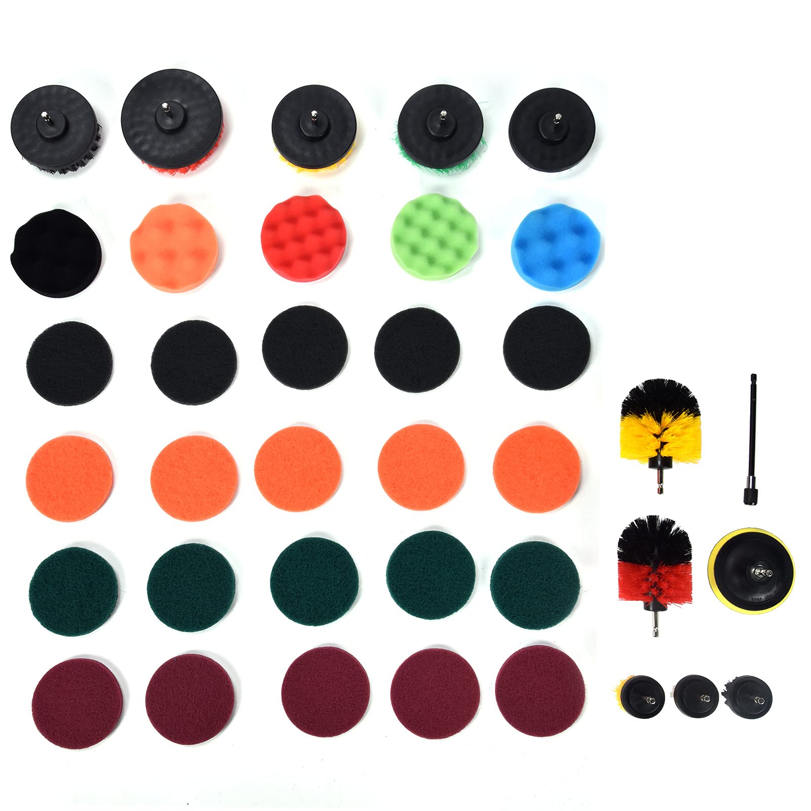 Drill Brush Attachment, Drill Brush Set 37PCS Drill Brush Power Scrubber Brush Polishing Pad for Home
