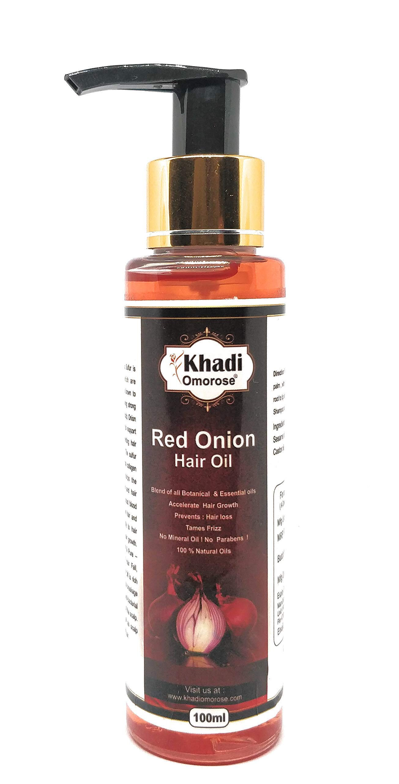 Red Onion Hair Oil (100 Ml) For Hair Growth With Argan, Coconut, Almond, JoJoba, Olive & Extract of Botanical Oils