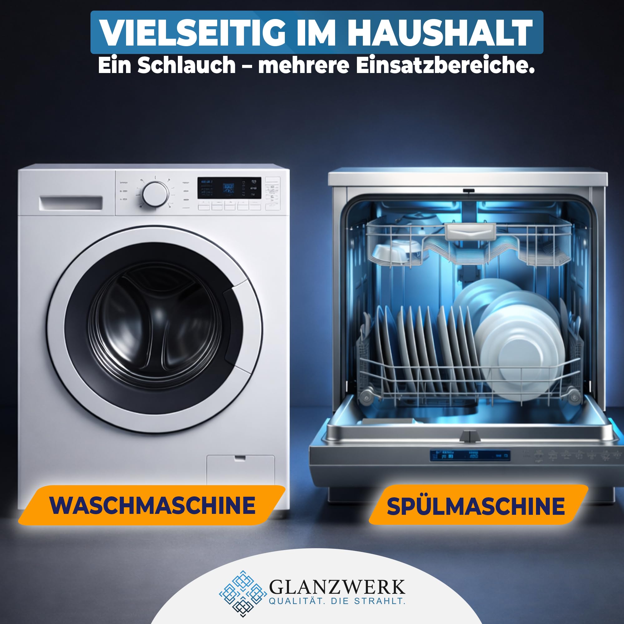 Zulaufschlauch mit Aquastop 1,5 m – Waschmaschinenschlauch & Spülmaschinenschlauch – 3/4 Zoll Metallgewinde – inkl. gratis Ersatzsieb- robuster Schlauch - einfache Montage