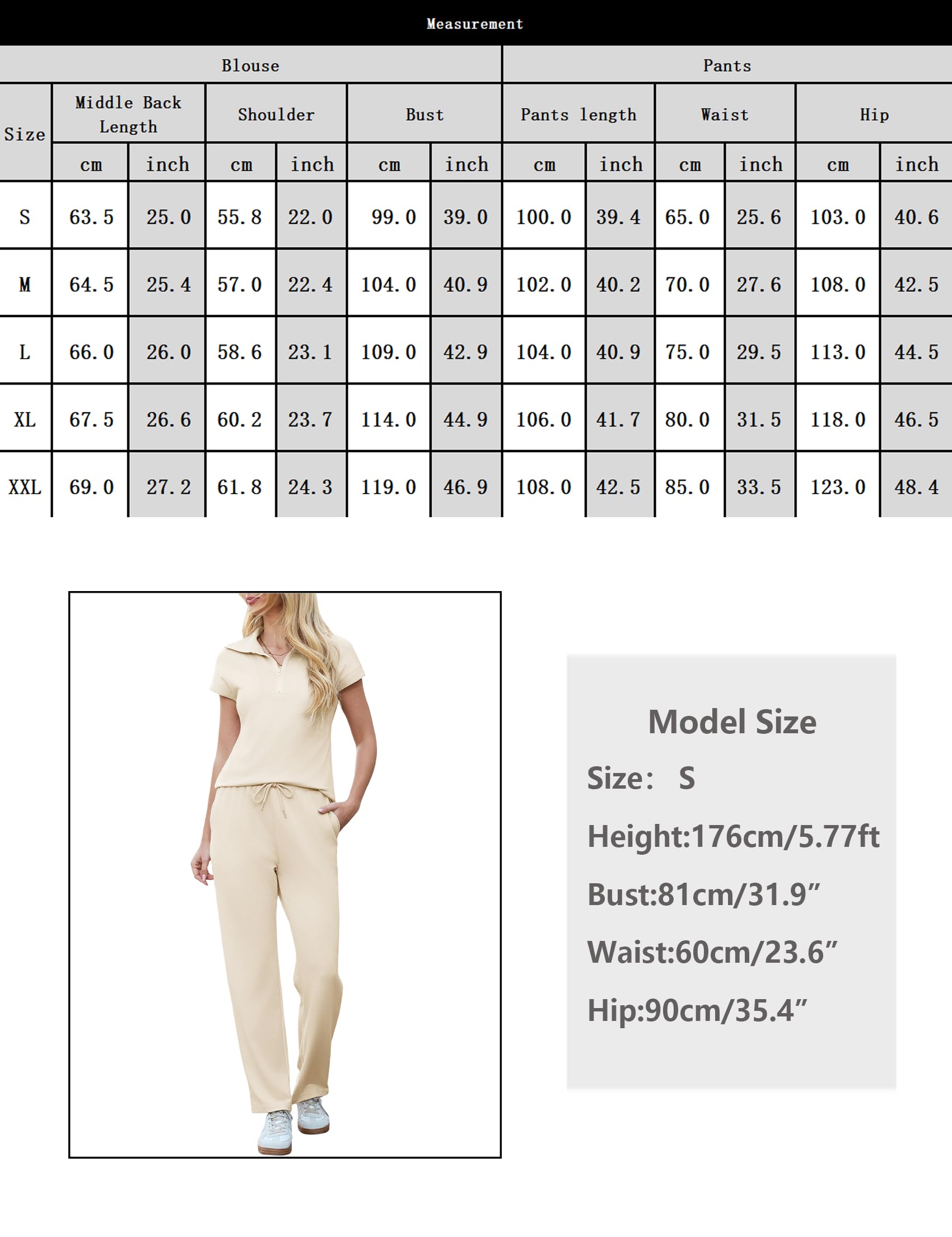 Aottori Damski dres sportowy, 2-częściowy, zestaw sportowy do joggingu z krótkim rękawem, spodnie sportowe, do jogi, fitness, zapinane na zamek, kieszenie, szykowne, eleganckie