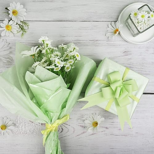 Miniatura 3 de Bolsome 100 hojas de papel de seda verde metálico de 20 x 14 pulgadas para envoltura de regalos, papel de seda perlado para bolsas de regalo para