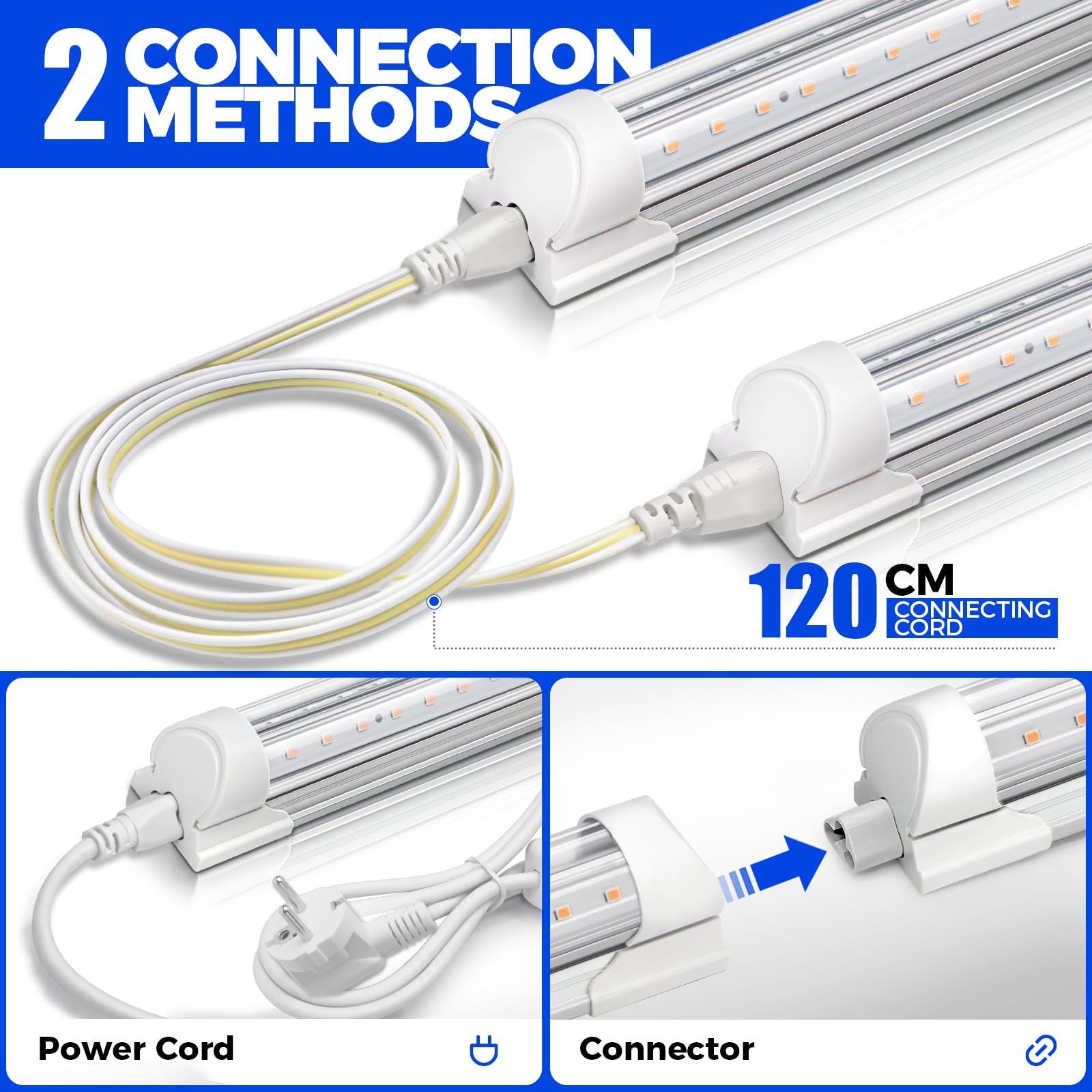 Barrina T8 Led orticoltura, 168W(4 X 42W), Luce Di Coltura Led 2ft A Spettro Completo, Striscia Luminosa Led A Forma Di V, Luce Per Piante D'Interno, Alto PPFD, Giallo, Confezione da 4