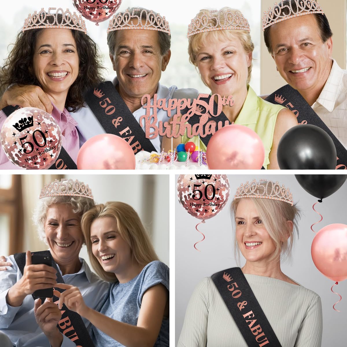 Couronne & Écharpe 50 Ans – Déco Anniversaire Éclatante 👑