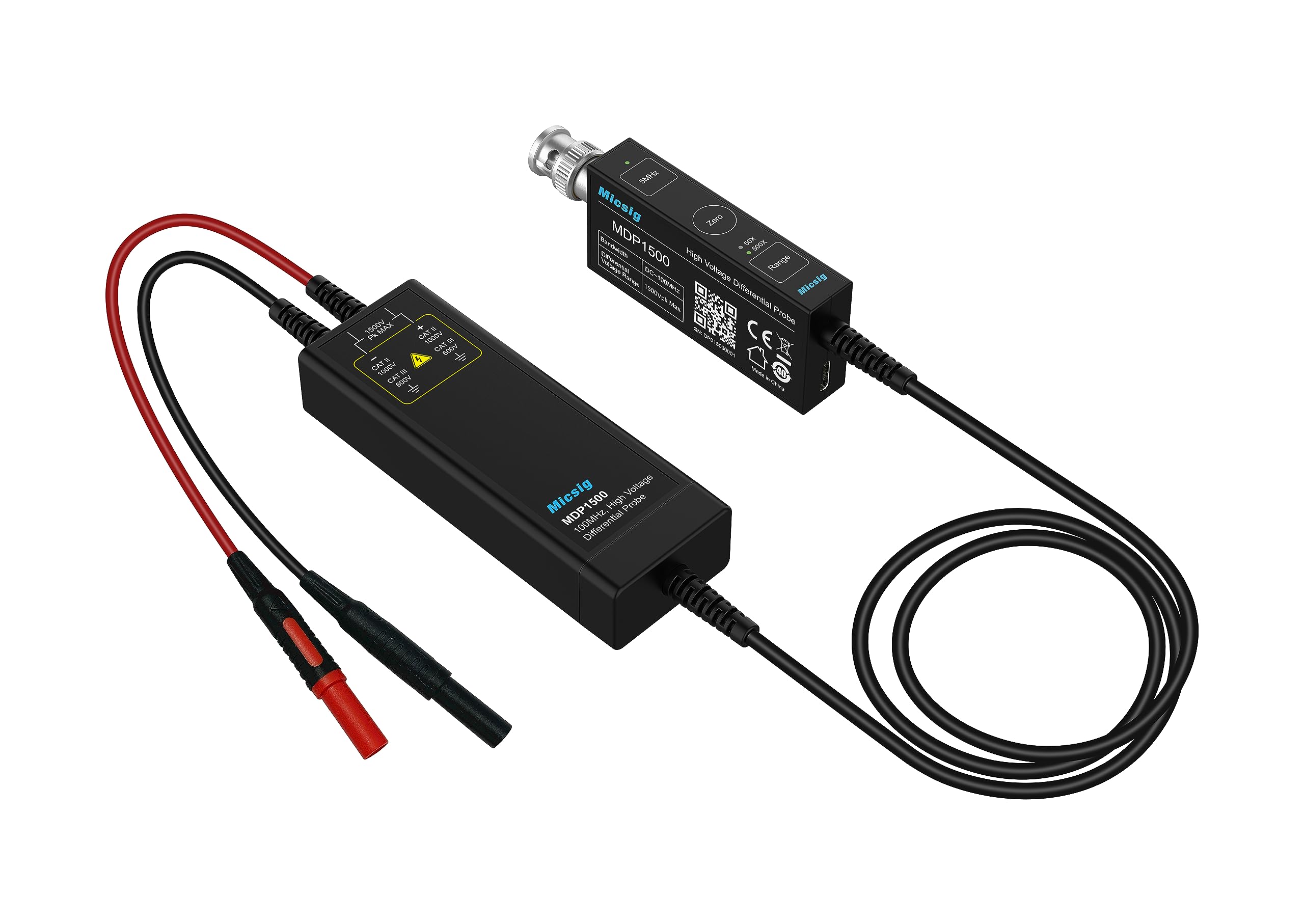 Micsig Oszilloskop HV-Sonde MDP-Serie MDP700 100 MHz Hochspannungs-Differentialsonde BNC-Schnittstelle Dual Range Auswahl Schnelle Null USB-Stromversorgung (MDP700)
