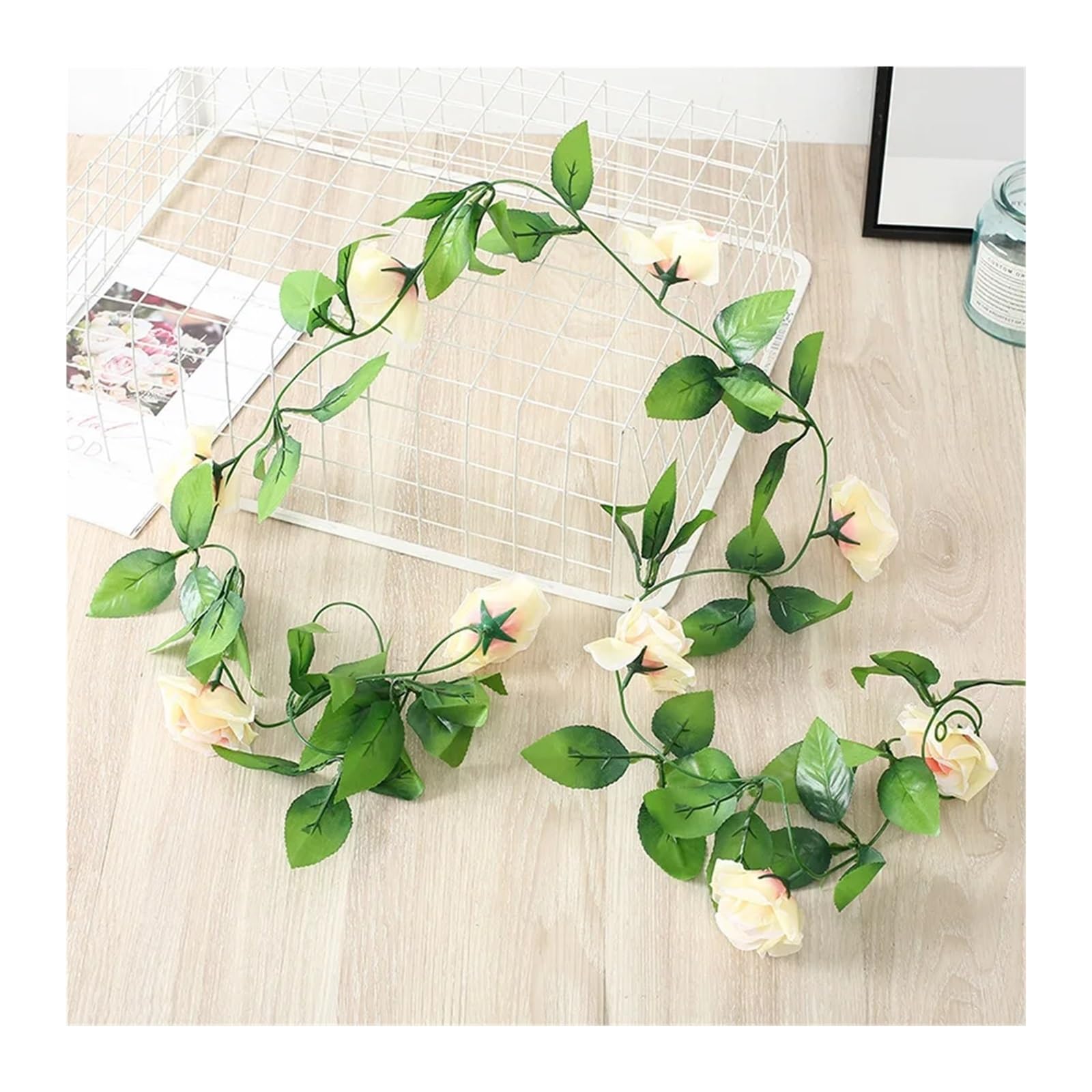 NDSJAIE Artificial Flower Vine 7ft 2m Flower String Artificial Wisteria Vine Garland Plants Foliage Outdoor Home Trailing Fake Hanging Wall Decor For decoration(Length 230cm-08)