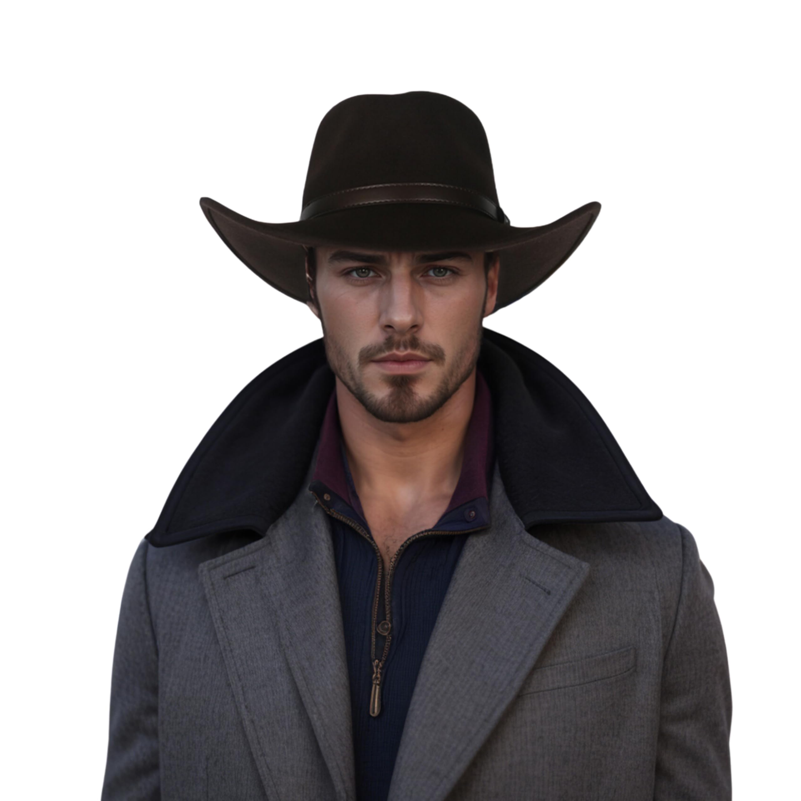 hatsXcaps Wool Cowboy Hat for Men & Women | 100% Pure Wool Western Hat with Wide Brim & Sweatband | Classic Felt Cowboy Hat for Outdoor Adventures, Horse Riding, Festivals & Casual Wear