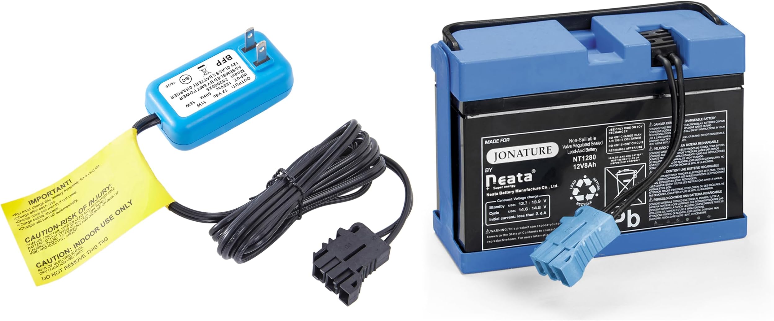 12V 8AH and Charger Combo Kit for Peg Perego for John-Deere for Ground Force Tractor Ground Loader Construction Loader for Dual Force for Ducati GP for Hypercross Ride on Car