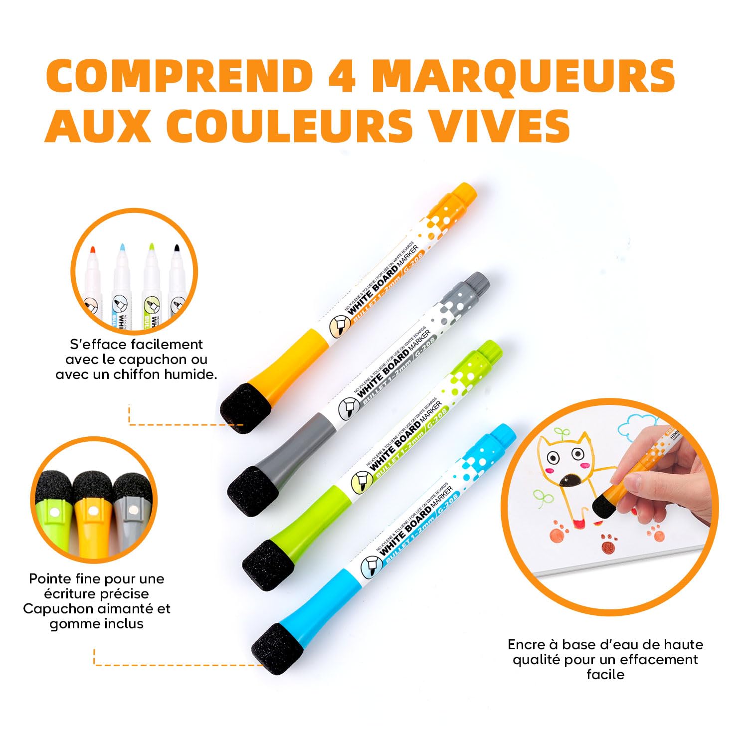 Calendrier Magnétique Mensuel A4 + Tableau Hebdomadaire A4 + Marqueurs Premium + Stickers | Planning Frigo Familial