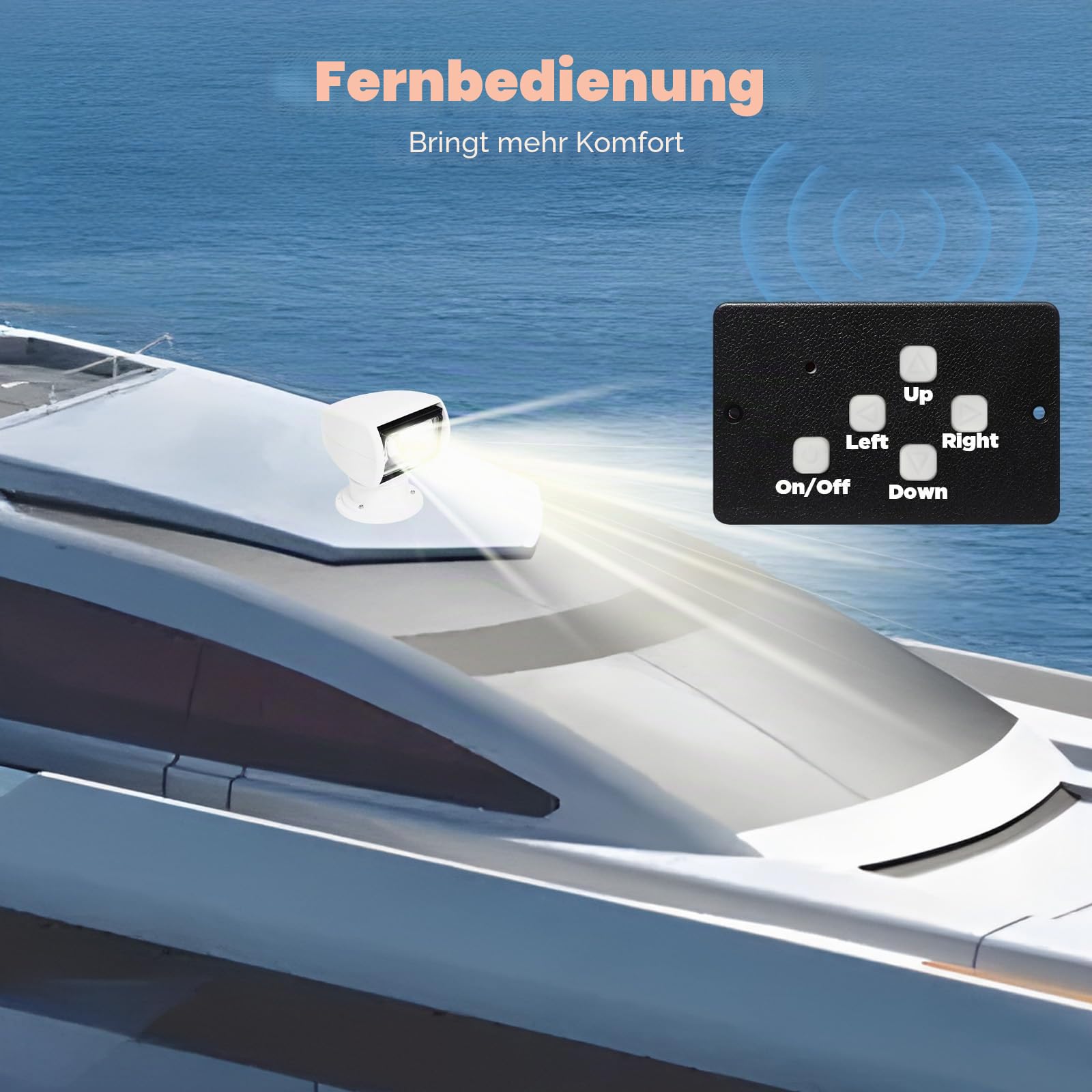 Treeisland Boot Suchscheinwerfer 12V 100W LED Wasserfest Marine Scheinwerfer Arbeitslampe mit Fernbedienung für Boot Auto