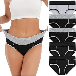 NHNKB Women's Underwear Cotton High Waist Women's Underwear Panties Hipster Cotton Underpants Colour Briefs Solid Panties Bikini Underwear Women Patchwork Knickers Sexy
