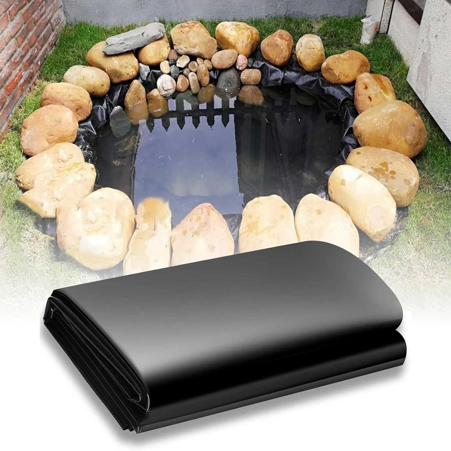 Black Pond Liner Impermeable Pond Lining 3x4m 5x6m 6x9m 7x8m 8x10m 10x12m Large Fish Pools Membrane Pond Tarp for Garden Fountain Artificial Lake Reservoirs Foundation Construction(9.8x13.1ft)