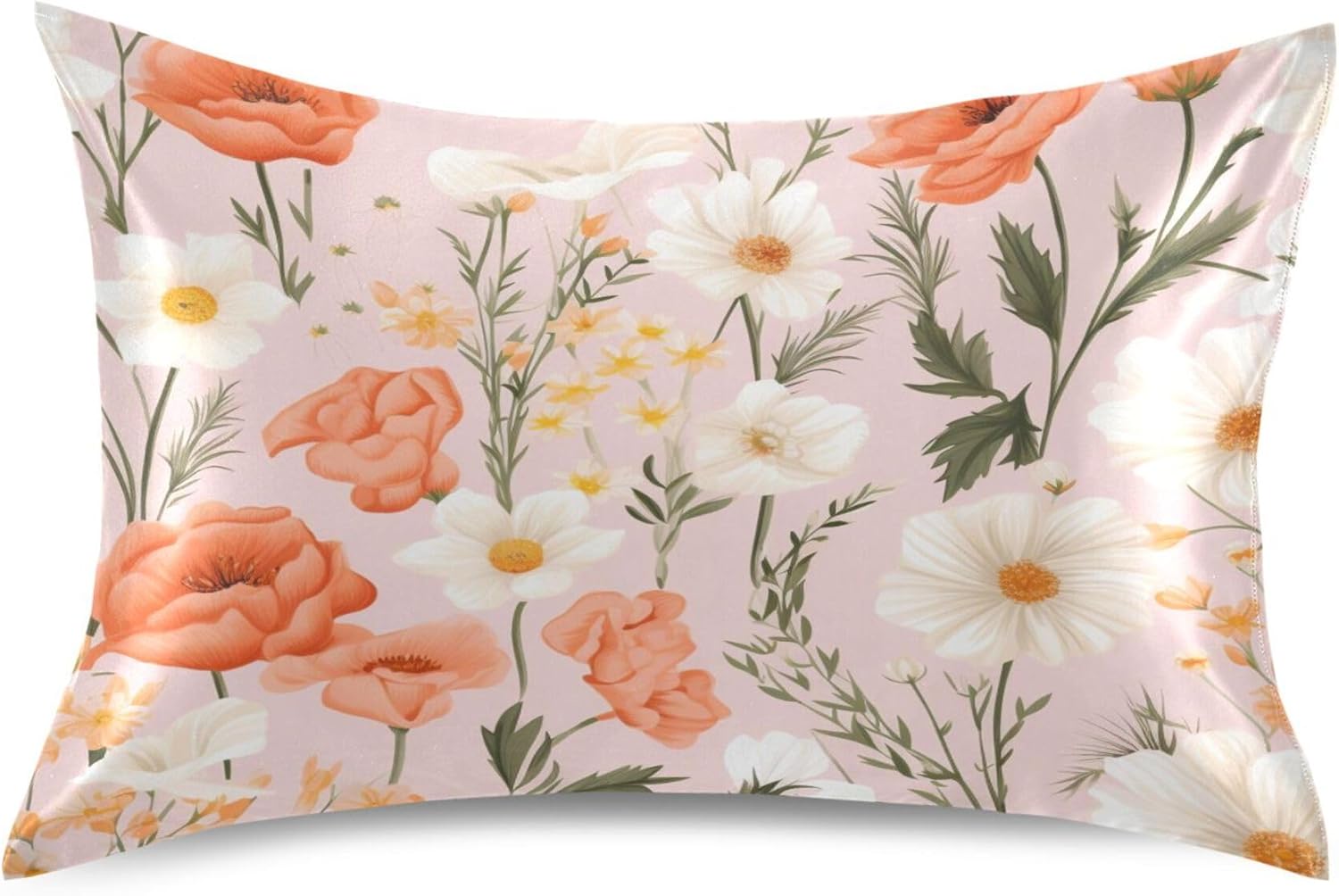 FJDENG Wildflowers Satin Pillowcase with Envelope Closure