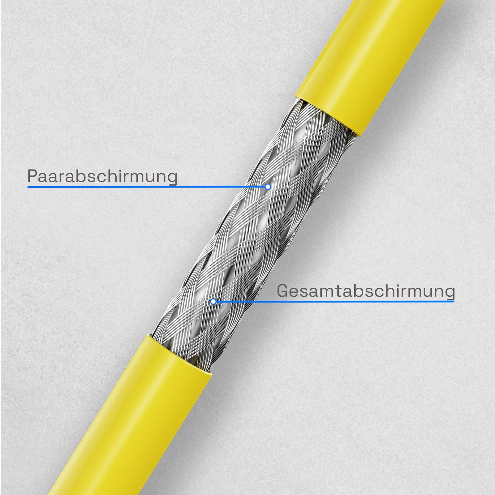 HB-DIGITAL 50m cat.7A network cable LAN cable AWG 23/1 yellow cable cat 7 copper professional S/FTP PIMF LSZH halogen free RoHS compliant Cat7a cat.7 an Ethernet data cable 10Gbit 1000MHz 10 Gigabit
