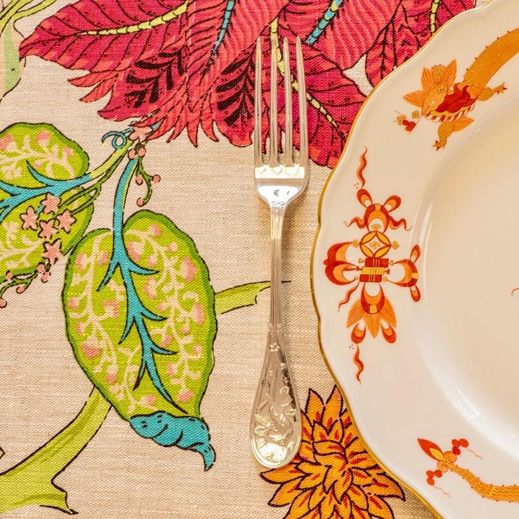 Amelie Michel French Linen Tablecloth in Darjeeling | Authentic 100% Linen Fabric, Made in France [60" x 78" Rectangle]