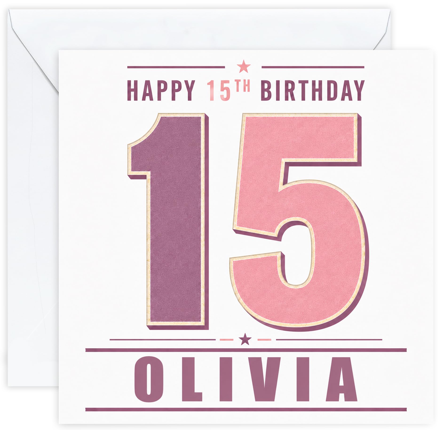 Personalised 15th Birthday Card for Girls | Fifteenth Birthday Card for 15 Year Old Girls Teenager | Daughter Granddaughter Niece Sister Friend | Birthday Card for Her with Name (Design 07) โ image 1