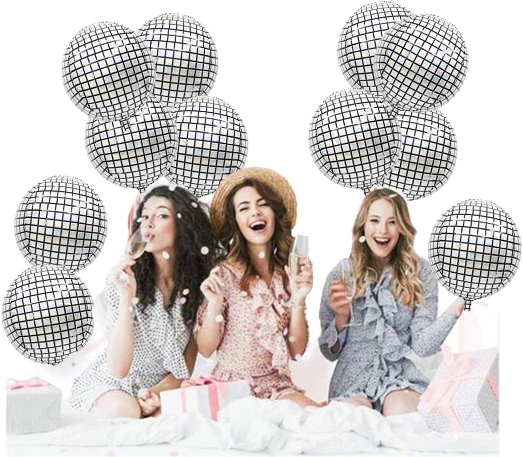 50 Pieces 4D Disco Ball Balloons 22 Inch Silver Birthday Decorations 80s Disco Party Sphere Metallic Mirror Finish Disco Mylar Balloons for Dance Party,Wedding,Baby Shower - Image 5