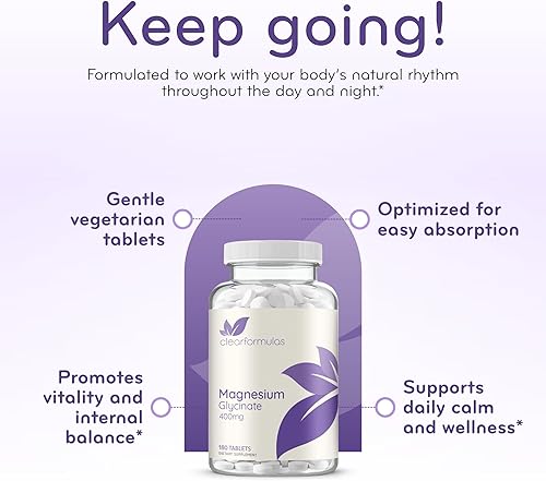 Miniatura 5 de Glicinato de magnesio de alta absorción de 400 mg  Mini tabletas de glicinato de magnesio quelatado para sueño y apoyo de relajación  Fácil de