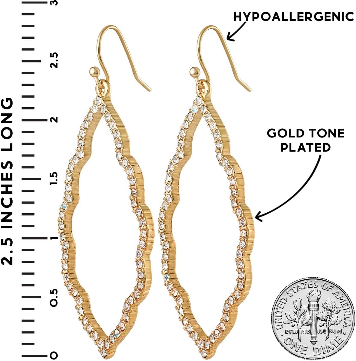 Simulated Diamond Dangle Earrings for Women - Cubic Zirconia Crystal Long Dangling Earrings - Hypoallergenic and Safe for Sensitive Ears - Image 4