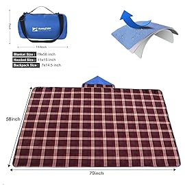 DUKUSEEK Waterproof Stadium Blanket with Hood, Wine Red Plain Waterproof Outdoor Blankets