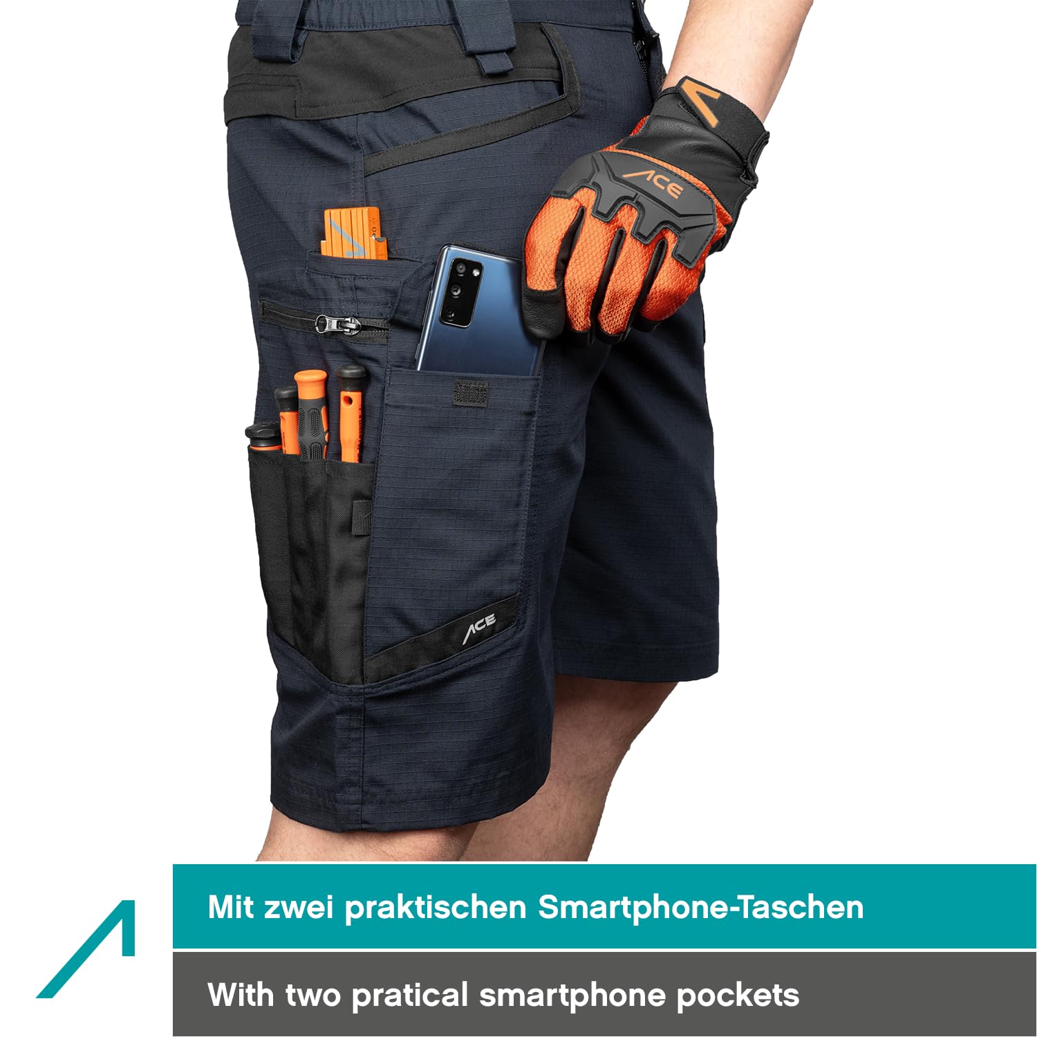 ACE Constructor Pantalones Cortos de Trabajo para Hombre